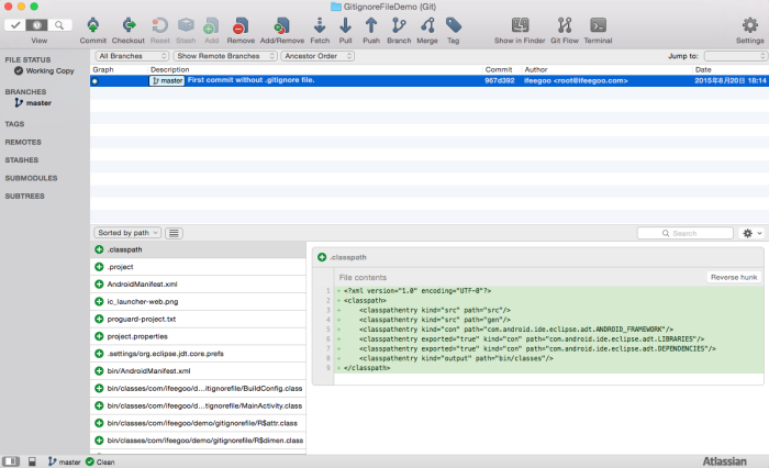 git-code-management-first-commit-without-gitignore-file